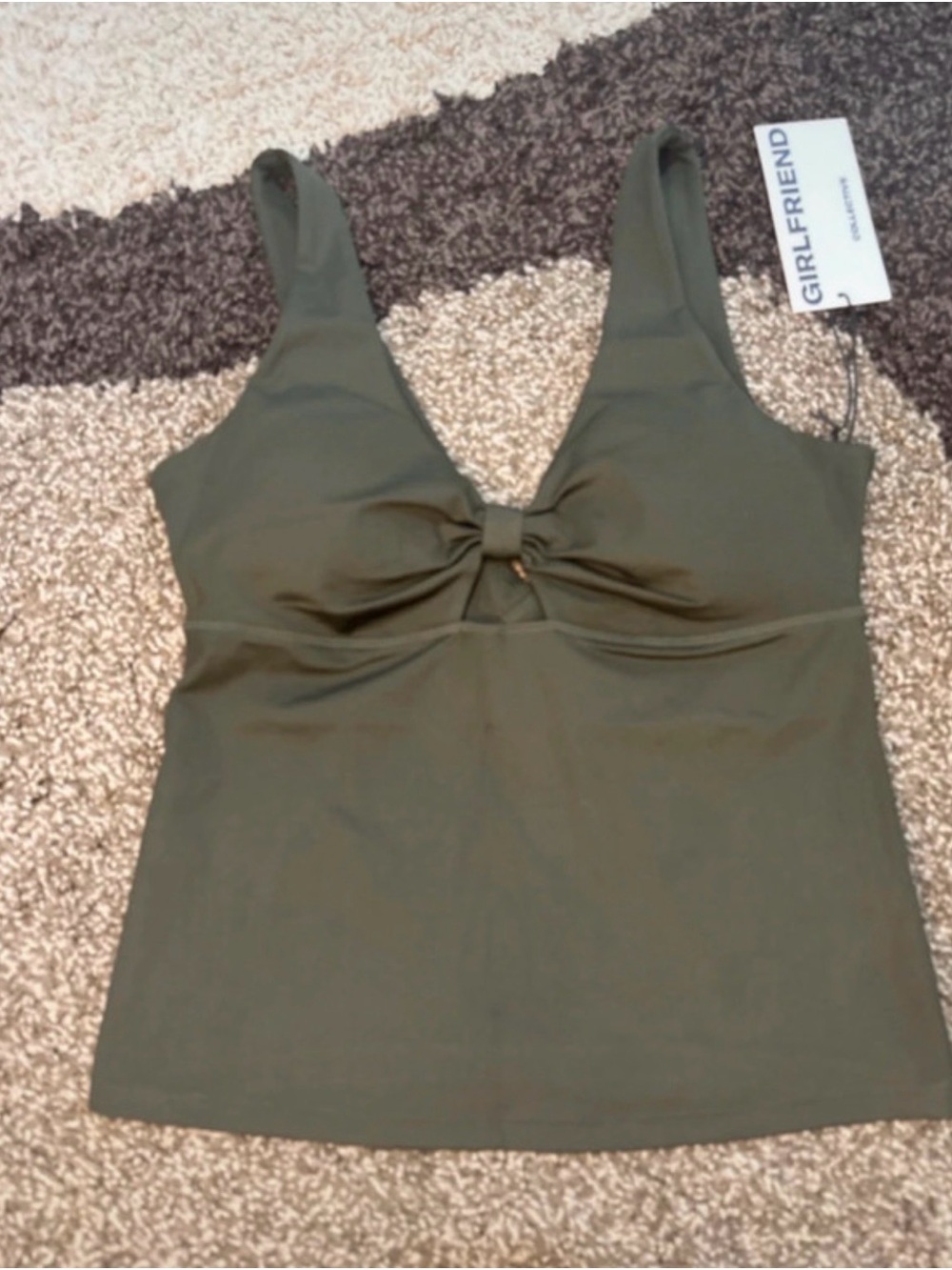 girlfriend collective Olive Tank with Front Tie
